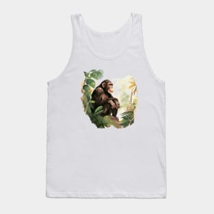 Cute Chimpanzee In Jungle Tank Top